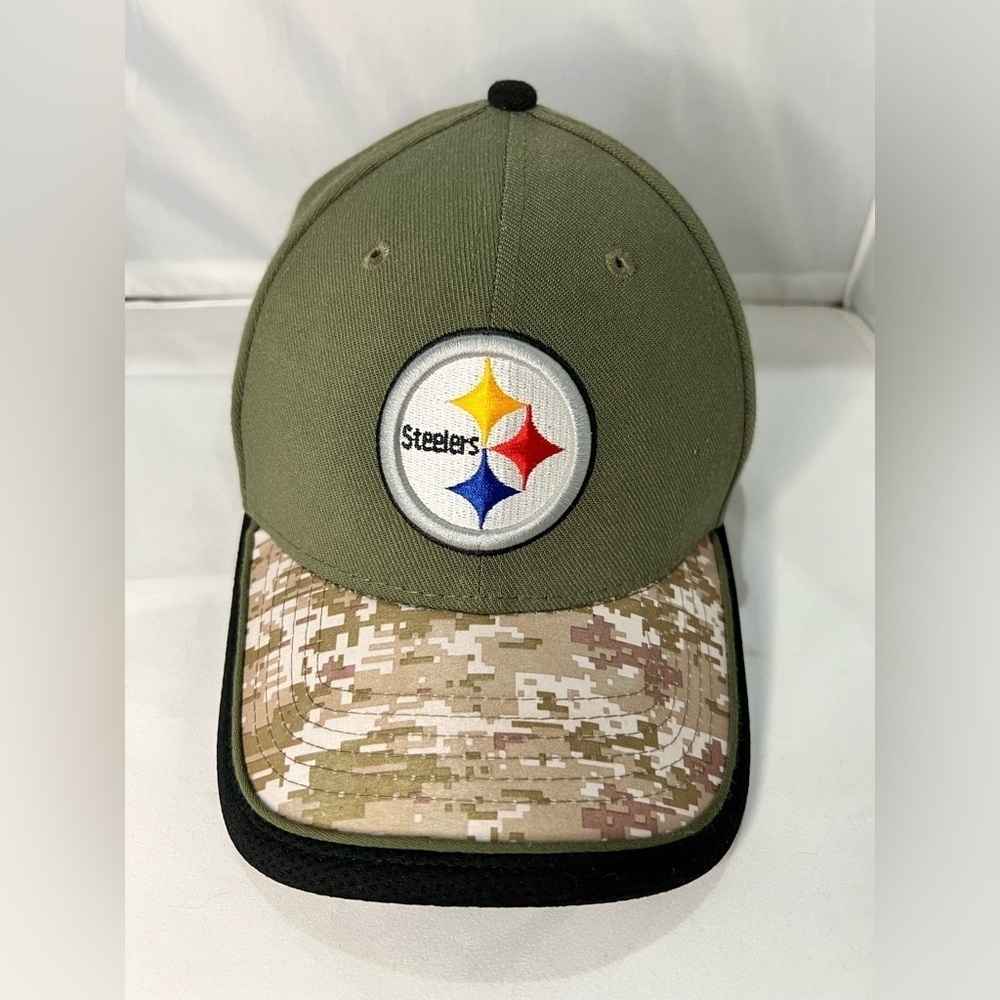 New Era Rare Olive Green Military Digital Camo M/L Size Pittsburgh Steelers Hat